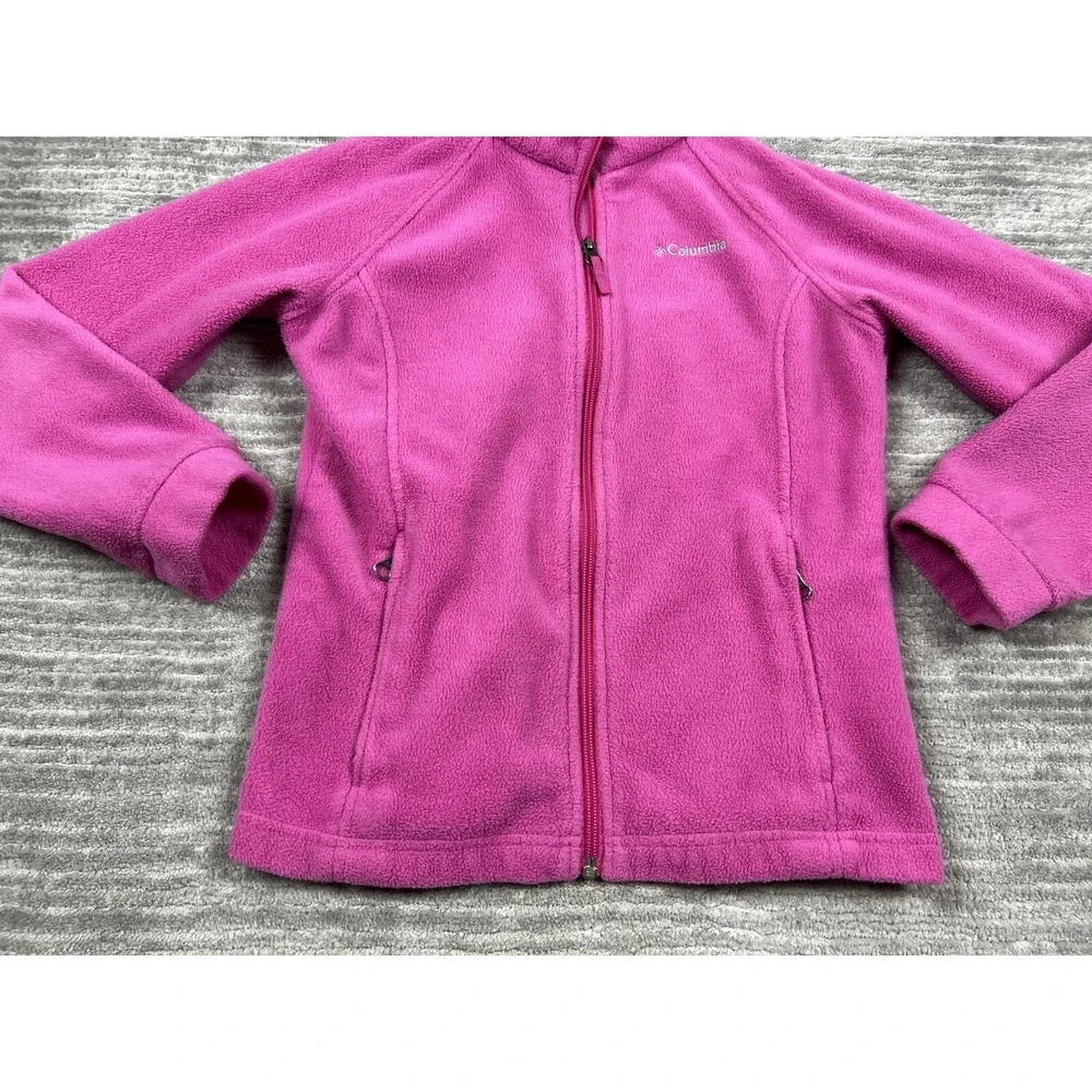 Columbia Jacket Girls Medium 10/12 Pink Fleece Full Zip Hiking Outdoor‎ Gorpcore